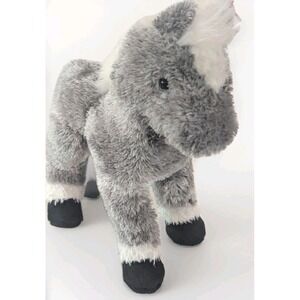Douglas Cuddle Gray Sheen White Mane Horse Pony Plush Stuffed Animal Toy 9"
